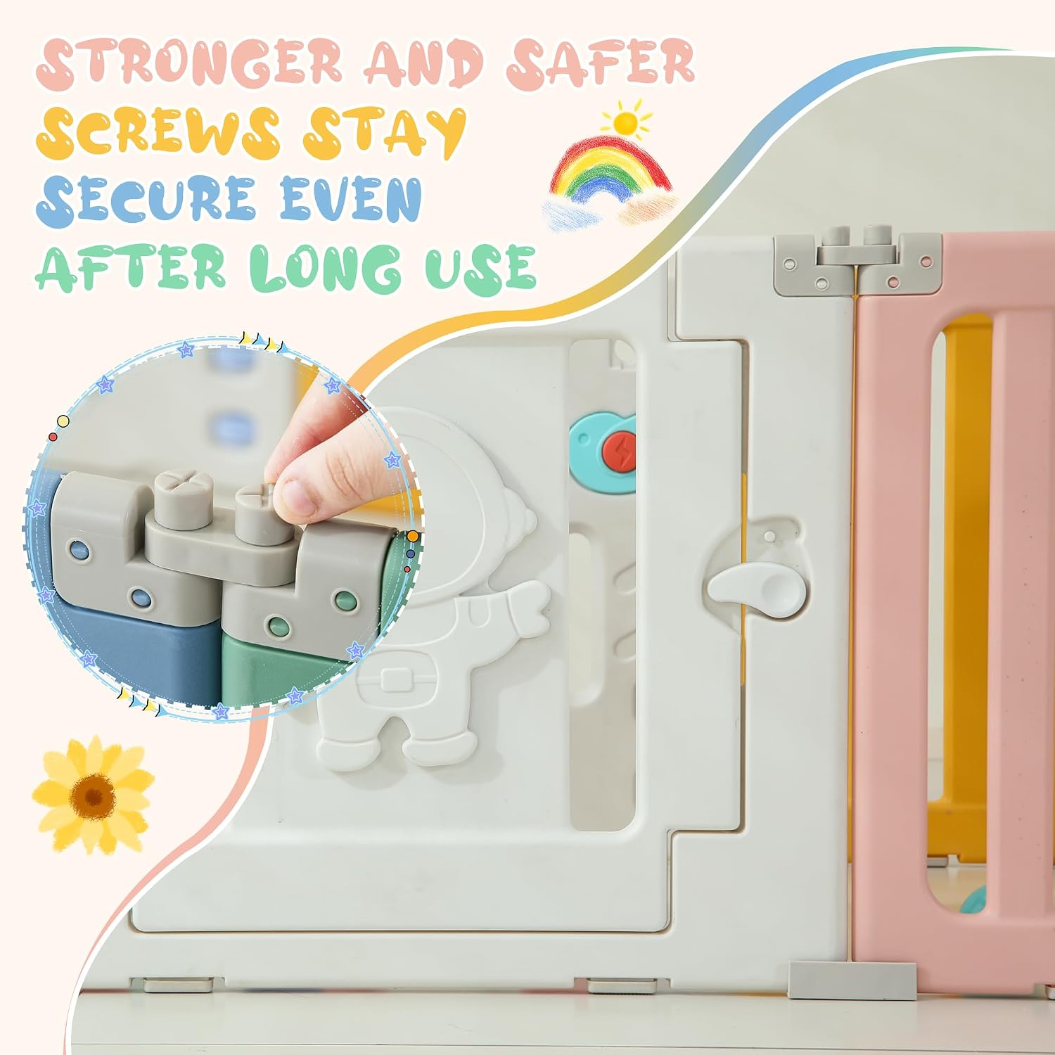 18 Panels Baby Play Pen, Extra Large Baby Playpen, Foldable Astronauts Play Pens for Babies and Toddlers, Adjustable Portable Fence Gate Playpen Yard, Colorful