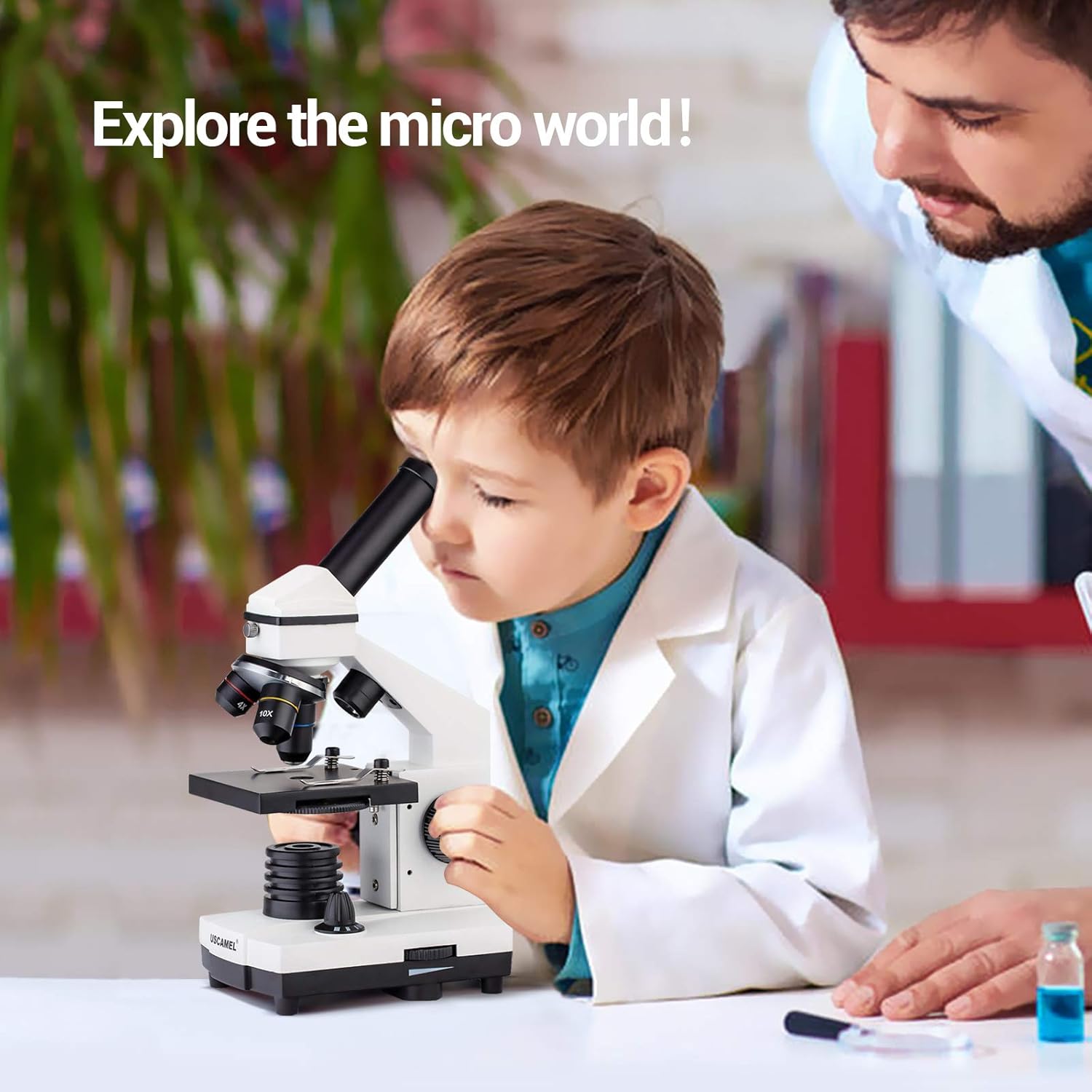 Exclusive Discount 90% Price USCAMEL 40X-2000X Microscope for Kids and Students, Dual LED Illumination Beginner Biological Microscope with Slides for School Laboratory Home Education Up To 50% OFF USCAMEL 40X-2000X Microscope for Kids and Students, Dual LED Illumination Beginner Biological Microscope with Slides for School Laboratory Home Education