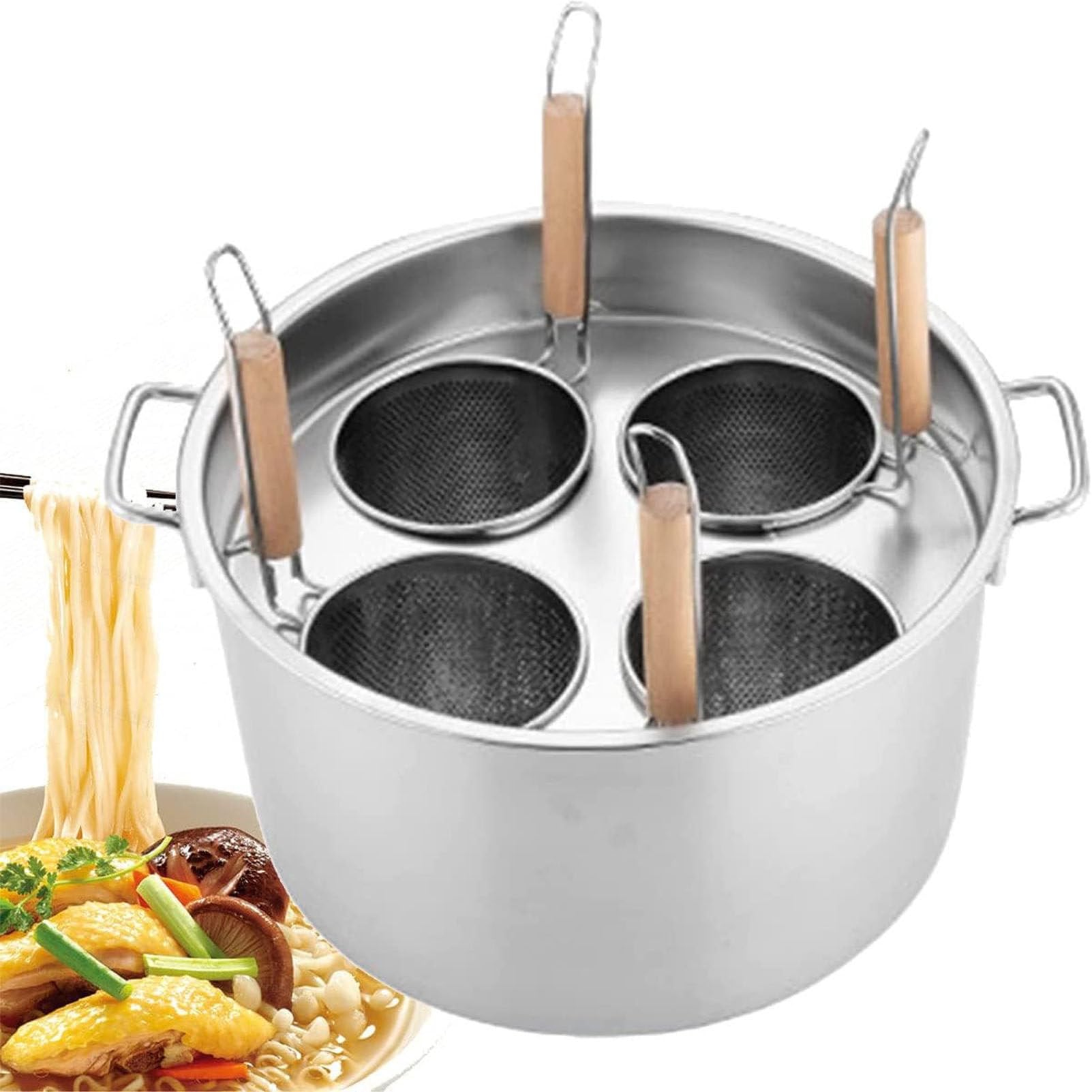 Nudelkocher, Edelstahl Nudelkocher Set mit Trennwand und Sieb, Multifunktionales Küchenwerkzeug zum Kochen von Nudeln, Nudeln und Gemüse