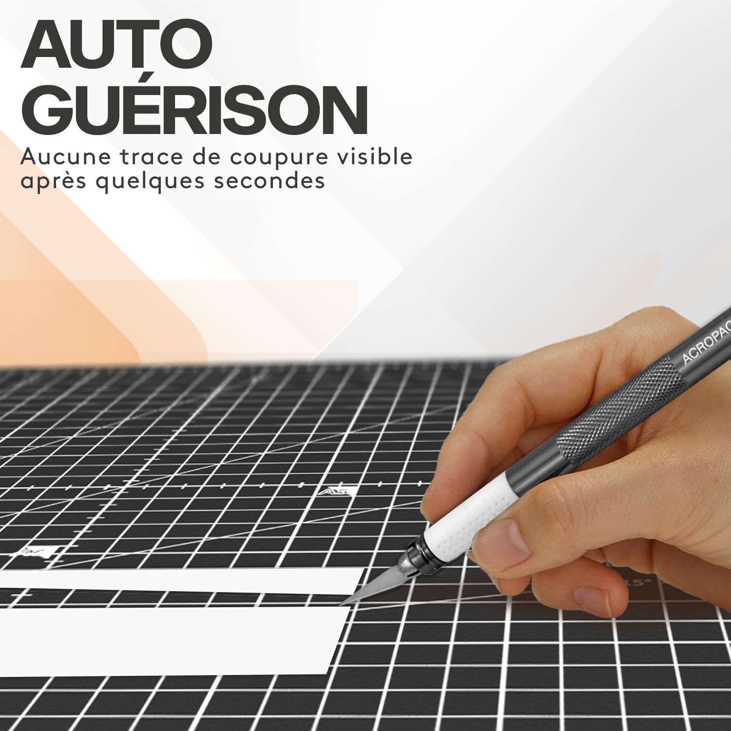 ACROPAQ Cutting Mat A2 - Self-Healing, 5 Layers of protectoin for Your Furniture, with grids and Angle Markings on Both Sides, Black - Craft Mat, Cutting Mat and Painting Mat