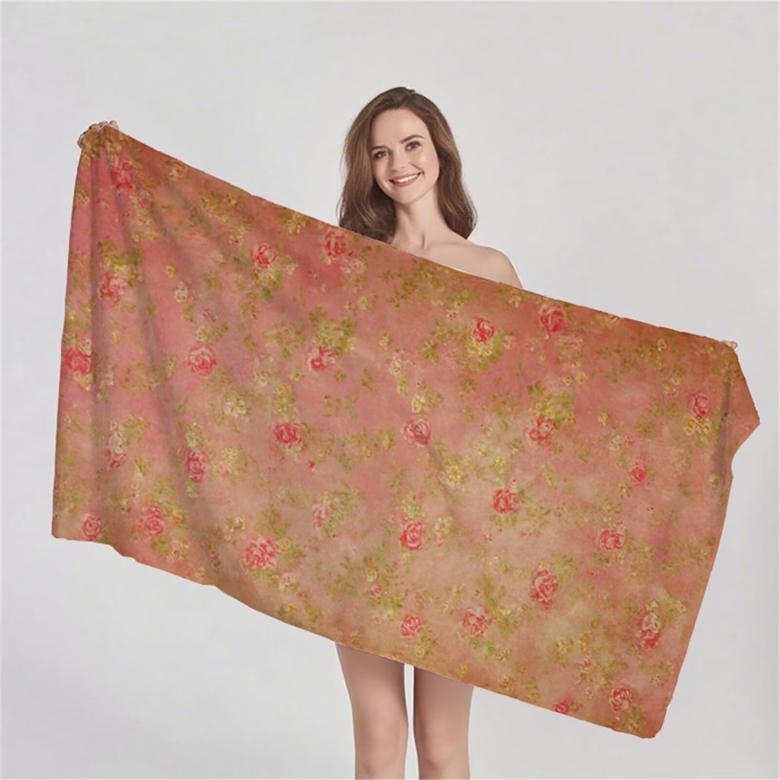 Toalla de Playa Microfibra 90x200 cm Toallas Baño Grandes de Piscina, Toalla Playa Sin Arena, Absorbente Ligera Secado Rápido Toalla Gimnasio, con Bolsa para Yoga Viajes Gimnasio( Rosa Rosa) G1-1126