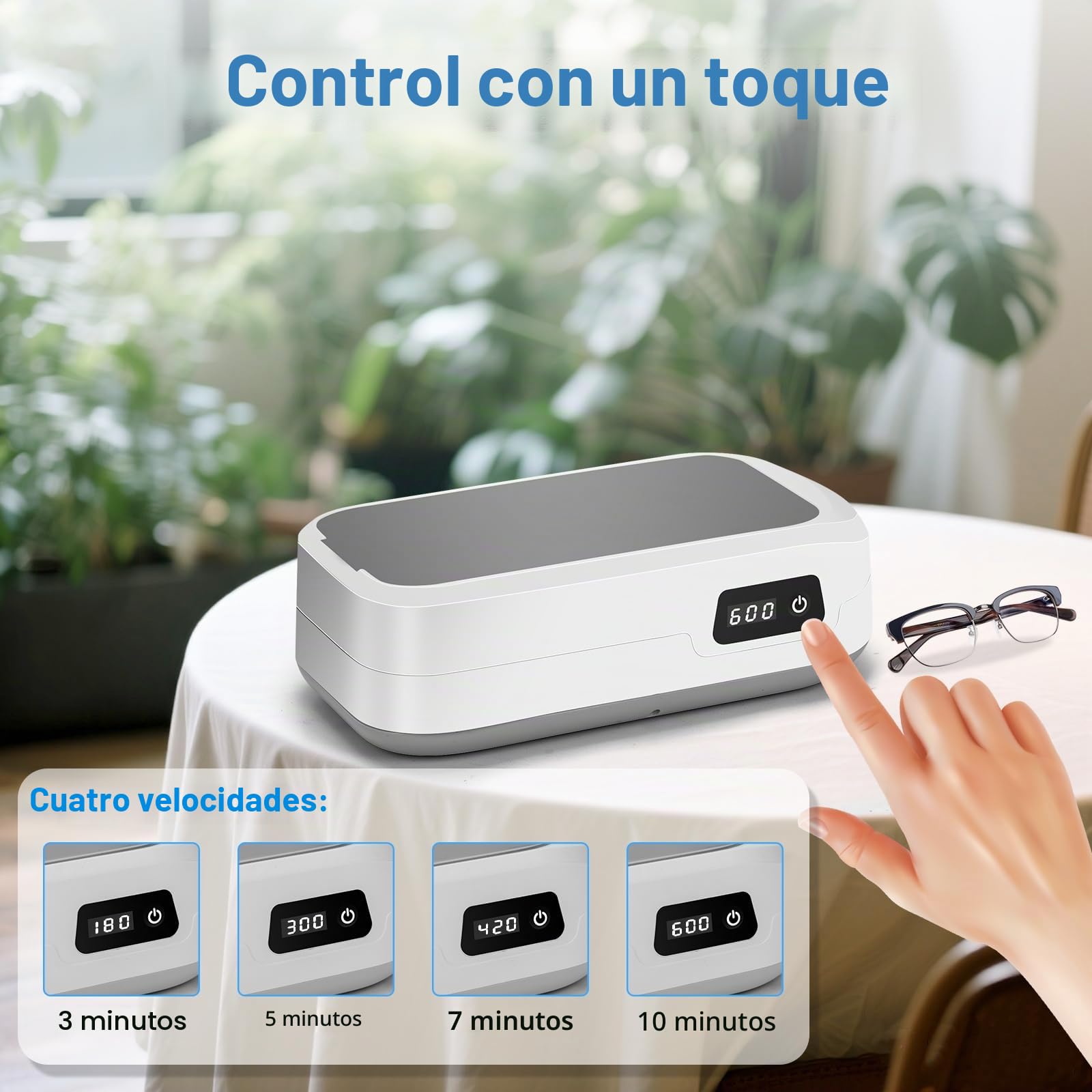 Ultrasonic Cleaner 49000Hz, 600ml Equipo De Limpieza De Gafas, Modo 4 Limpiador Ultrasonidos, Adecuado Para Gafas, Joyas, Relojes, Dentaduras Postizas, Monedas, Etc.