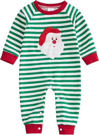 My First Christmas Baby Boy Girl Outfit Newborn Santa Claus Clothes Long Sleeve Romper Jumpsuit Fall Winter Clothes