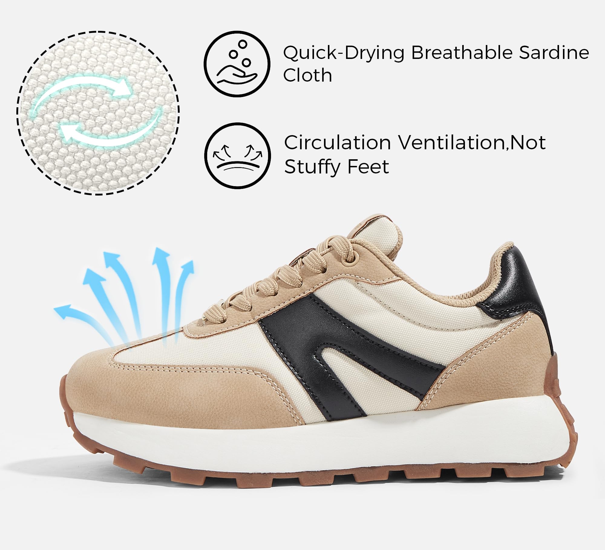 LUCKY STEP Zapatillas de Plataforma para Mujer – Clásicas y Retro, Zapatos de Moda con Cordones para Correr, Tenis y Uso Diario
