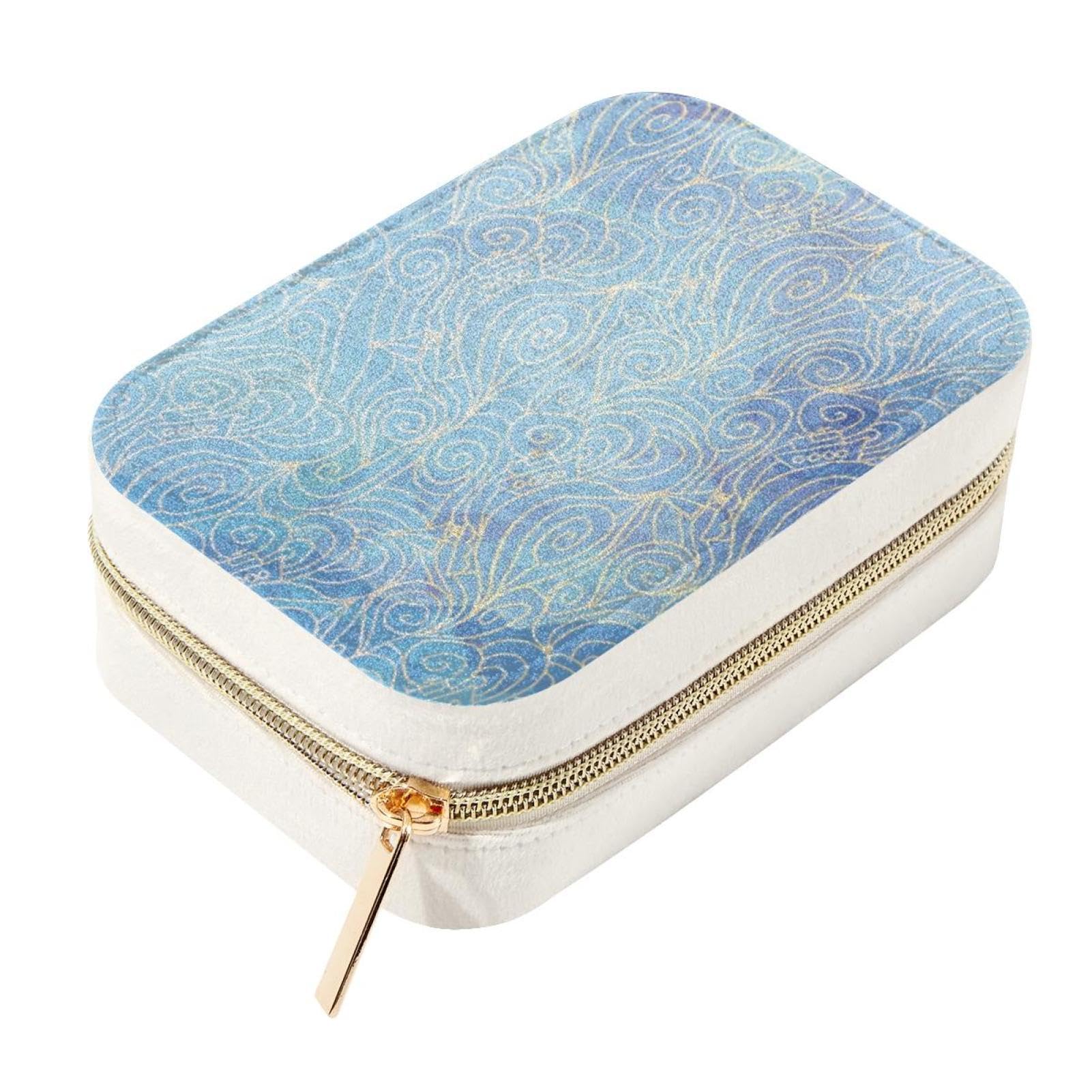 Boîte à bijoux de voyage Sea Waves en velours bleu pour ne plus perdre vos boucles d'oreilles