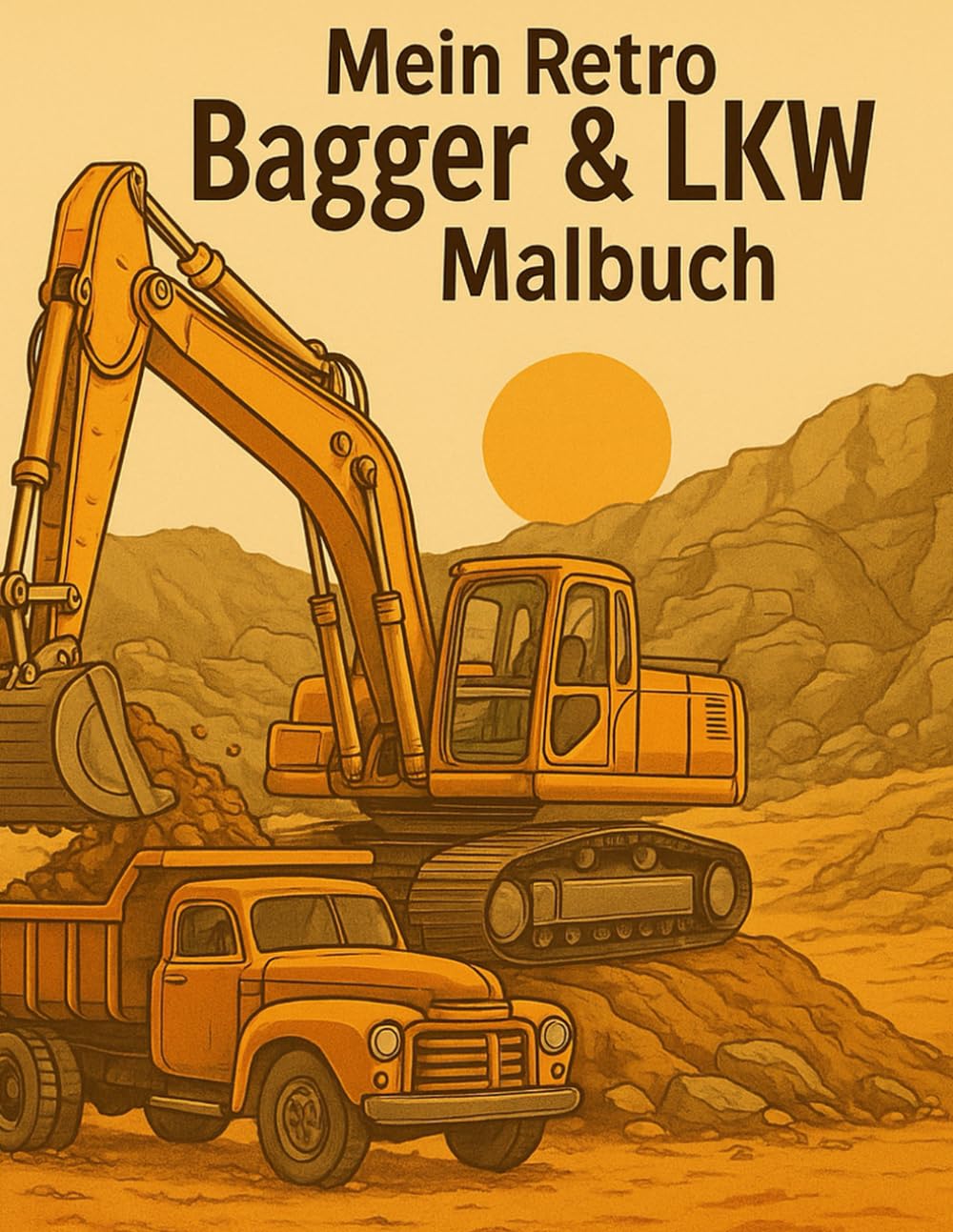 Mein Retro Bagger & LKW Malbuch