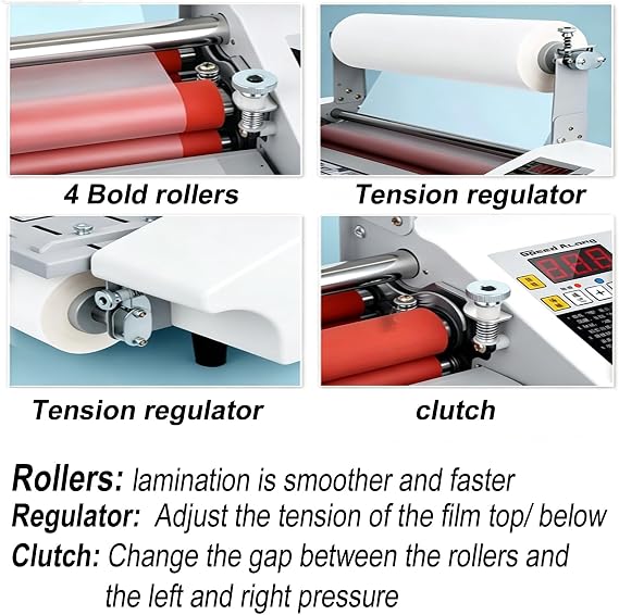 INTBUYING 17.3inch Hot and Cold Laminator Machine A2 Roll Single and Dual Sided with Digital Display 110V 600W Adjustable Temperature 0-180C