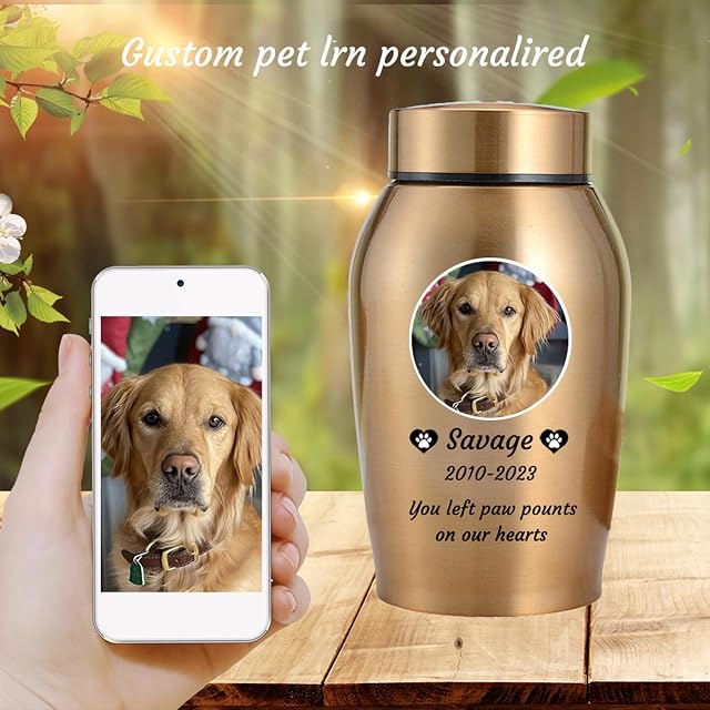 Foto 4 de 7 de WXMYOZR Urnas para Cenizas de Perro Personalizadas, Urnas para Mascotas para Cenizas de Perros