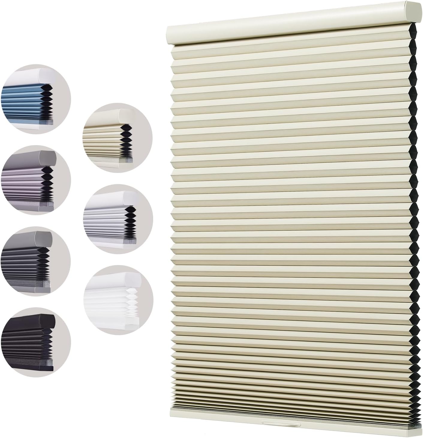 Xidamen Custom Cellular Shades Cordless Window Blinds for Home, Blackout