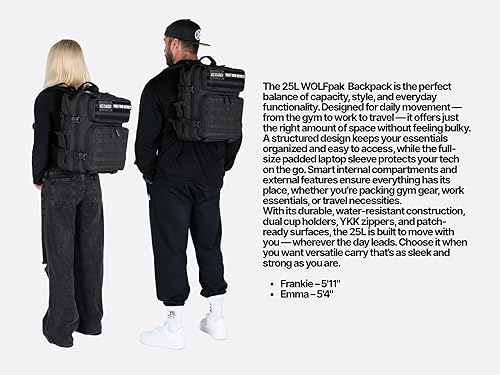 Miniatura 2 de WOLFpak Mochila de gimnasio atlético de 25L, Negro y Camuflaje Azul, Tamaño único, Mochila