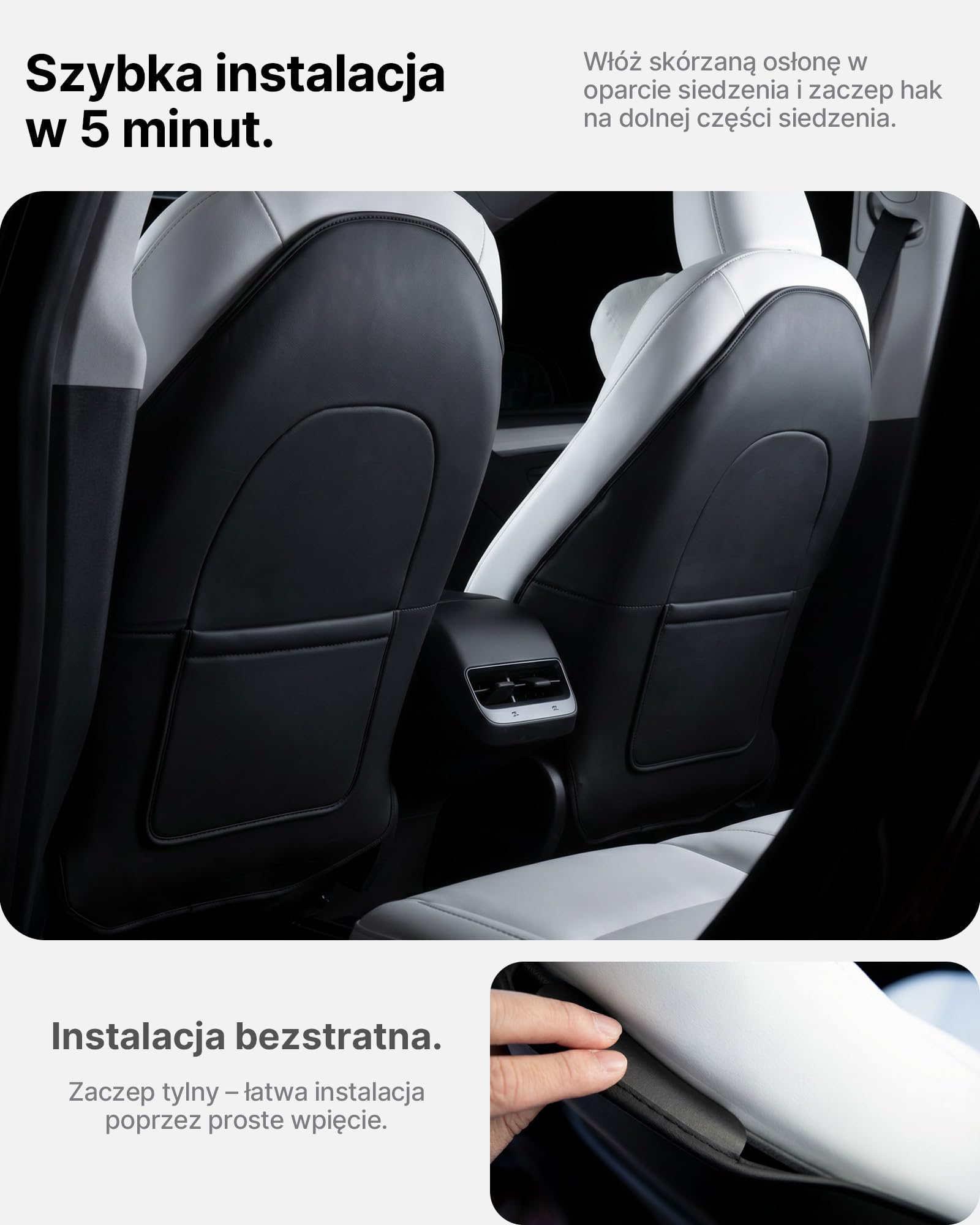 2 szt. do Tesla Model 3/Y 2017-2026 Juniper/Highland (nie dla standardowych), skórzane ochraniacze na oparcie siedzenia, akcesoria, maty dla dzieci, wodoodporne pokrowce dla zwierząt