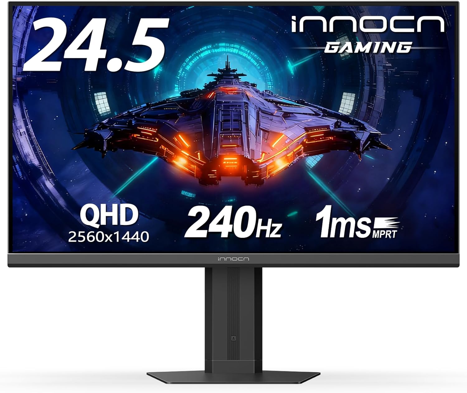 INNOCN 24.5" QHD 2K 1440P 240Hz Gaming Monitor for PS5, Xbox Console, PC Computer, IPS HDR400 1Ms HDMI 2.1, DisplayPort, Low Blur, Height/Pivot Adjustable Stand, Black - 25G2S Plus