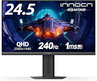 INNOCN 24.5" 2560 x 1440p 240Hz Gaming Monitor PC Computer IPS HDR400 1Ms HDMI, DisplayPort, Height/Pivot Adjustable Stand, Mountable, Black - 25G2S Plus