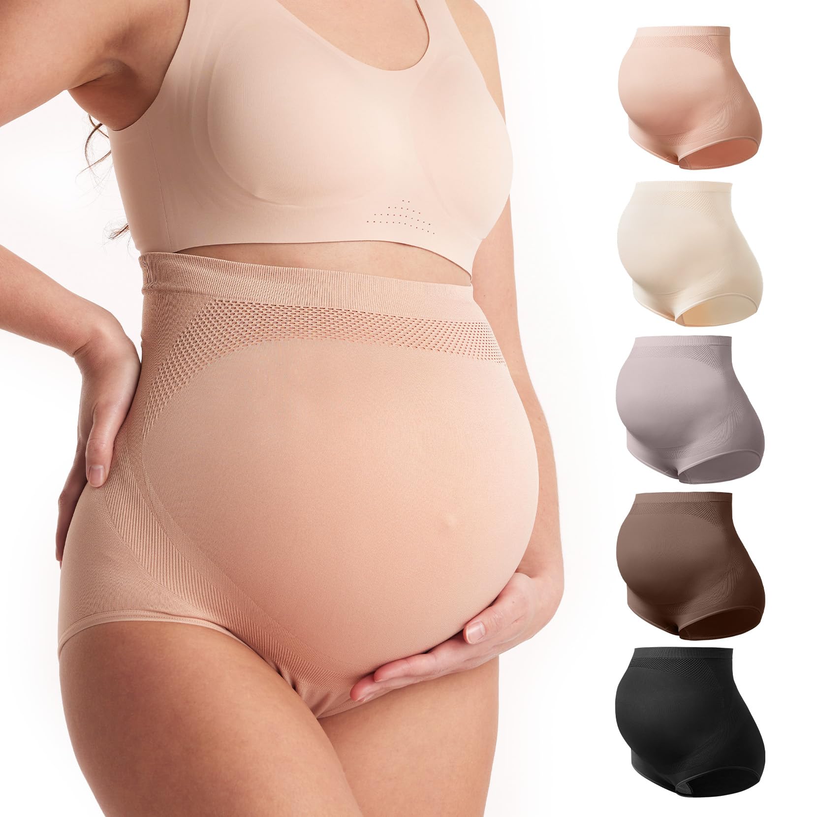 Momcozy Women's Maternity Underwear, High-Waist Seamless Over-Bump Briefs