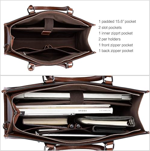 Miniatura 4 de CLUCI Maletín de cuero para mujer, 15.6 pulgadas, portátil, computadora de negocios, bolso de trabajo para mujer