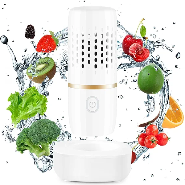 Cudinham Fruit and Vegetable Purifier Cleaner Washing Machine Capsule Shape Disinfection OH-ion Purification Technology for Cleaning Grains Rice Meat Seafood, White