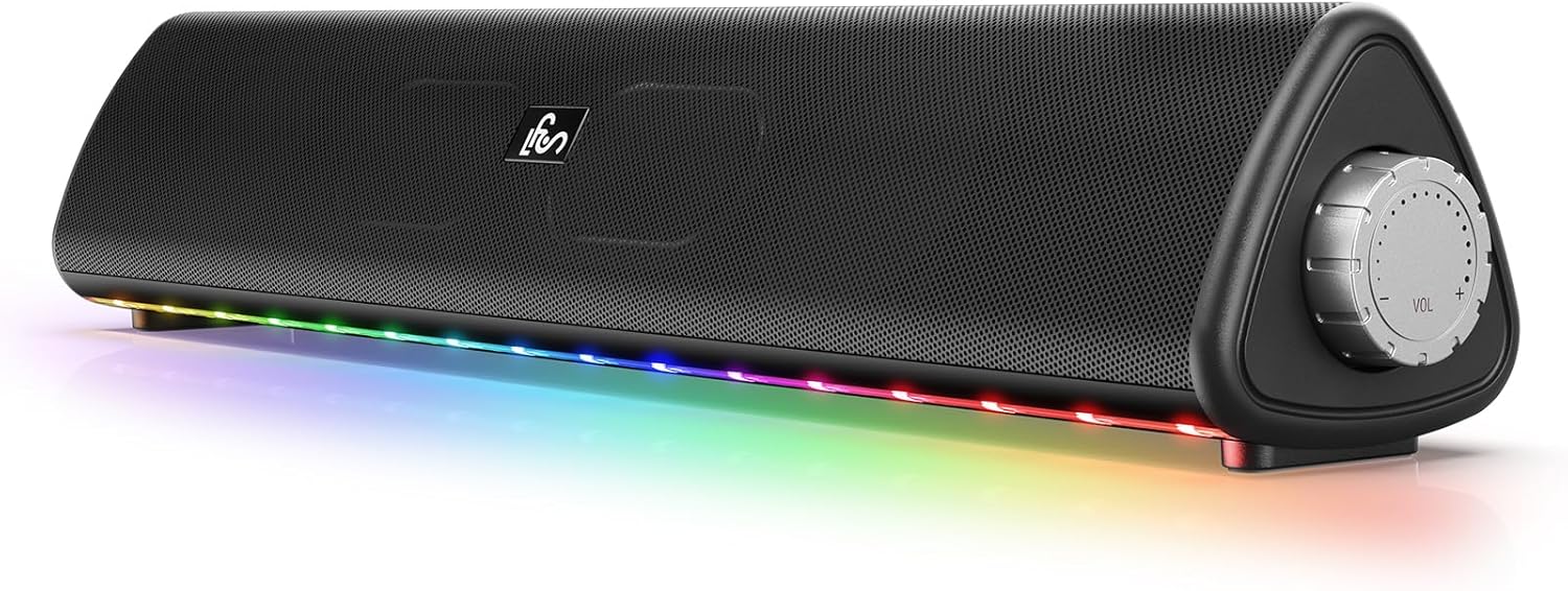 Bluetooth Computer Speakers for Desktop, 20W Stereo Sound, 3.5 mm Aux-in Connection, Wireless Battery Powered PC Speakers for Laptop, Tablet, Gaming