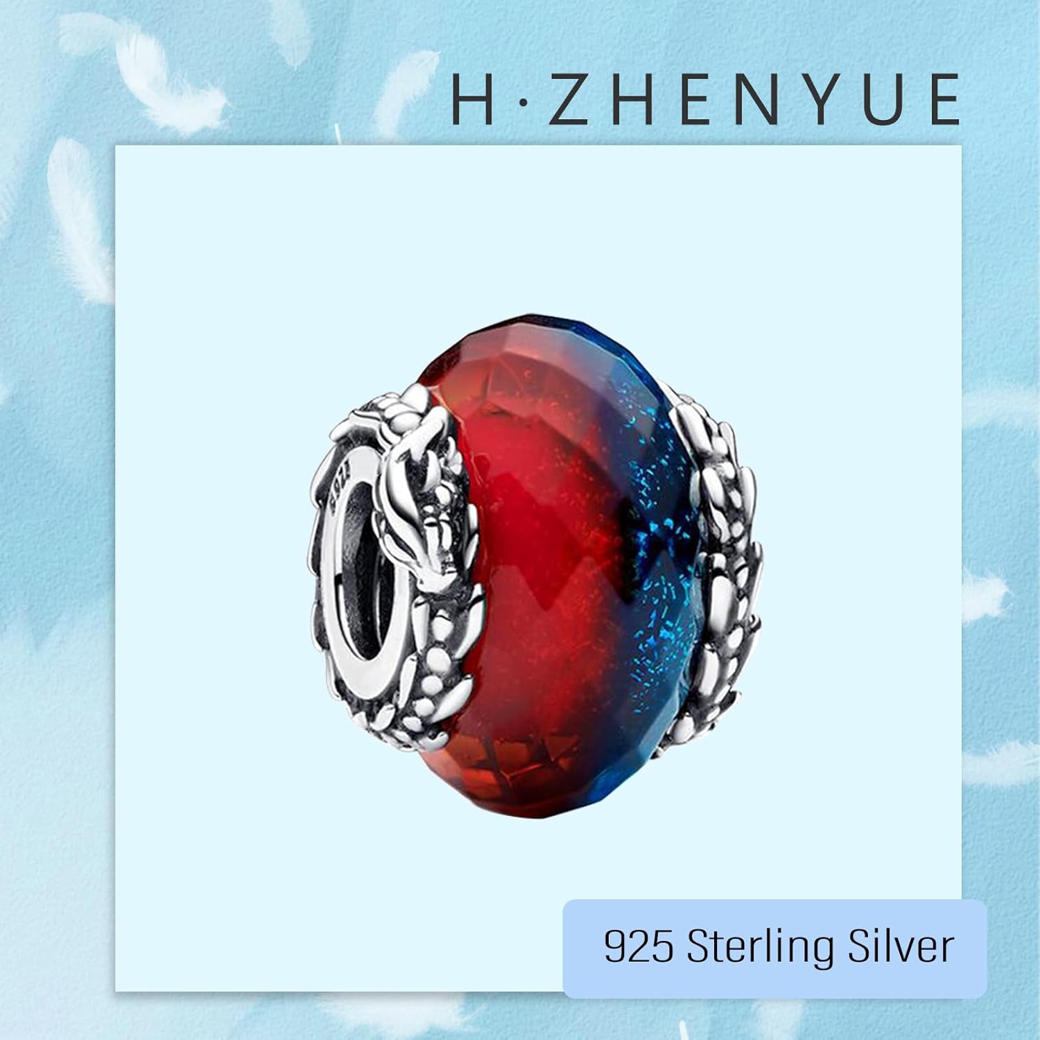 925 Sterling Silver Charms Ice & Fire Golden Sword Dragon Dangle Beads for Bracelets and Necklaces Jewelry for Women - Image 2