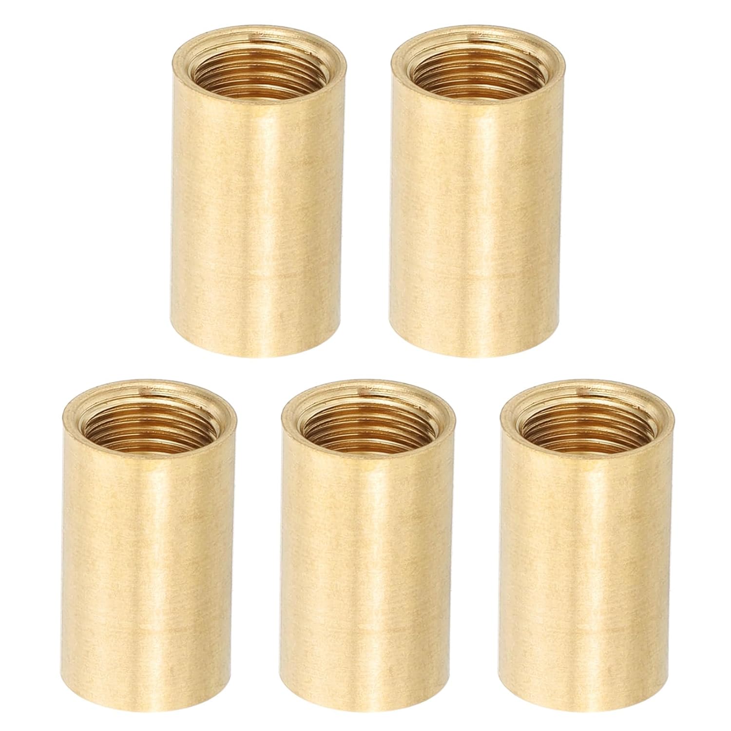Generic Lamp Pipe Brass Coupling Nut, 5 Pcs 20mm Long M10 Fine Round Thread Sleeve Lamp Pipe Adaptor Rod Connector Hardware for Light Fixture Assembly or Repair, 12mm OD.