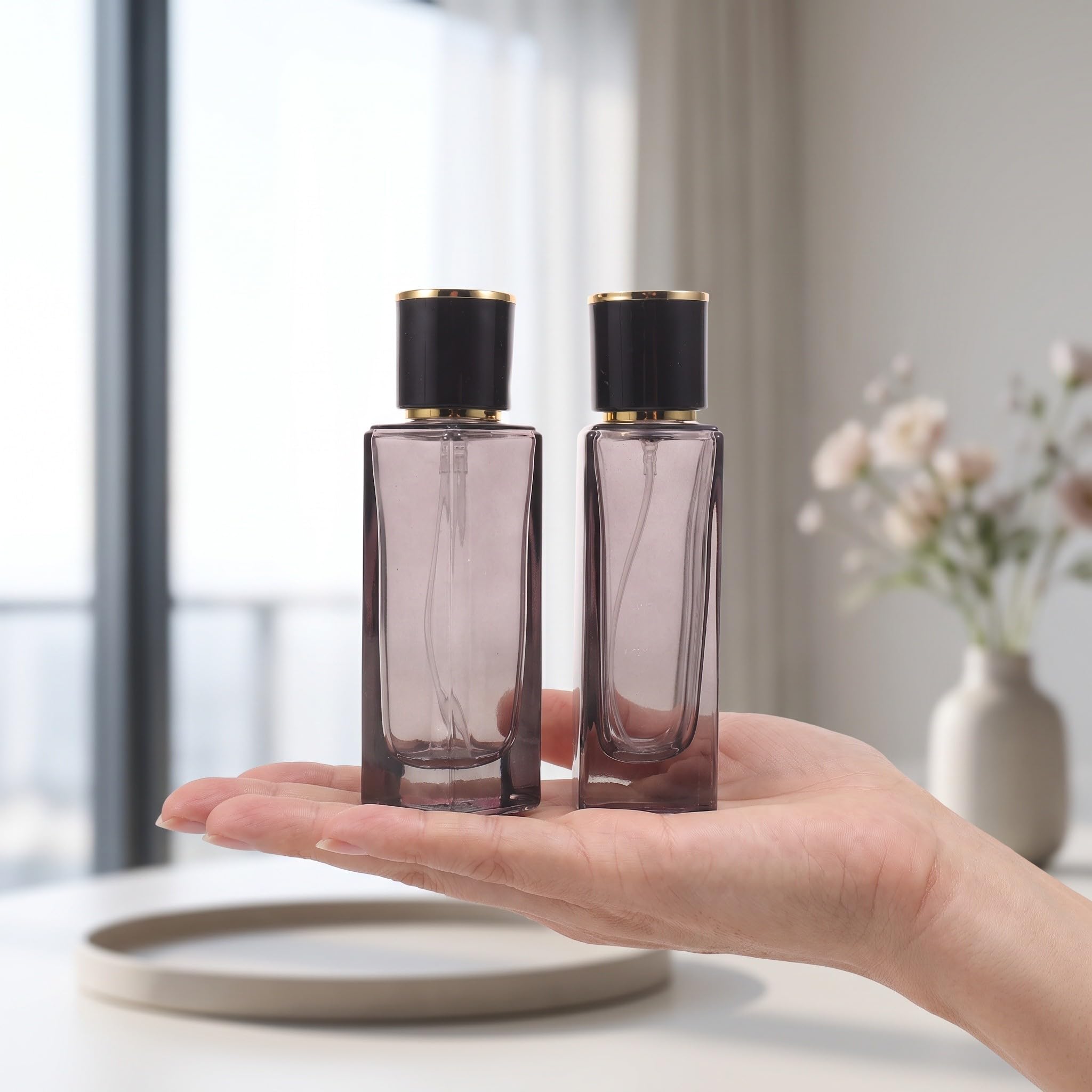 Lurrose 5 atomizadores de perfume de vidrio, botella recargable de viaje de | Frasco de viaje negro para de , ideal para almacenar y transportar fragancias. Botella pulverizadora reutilizable para