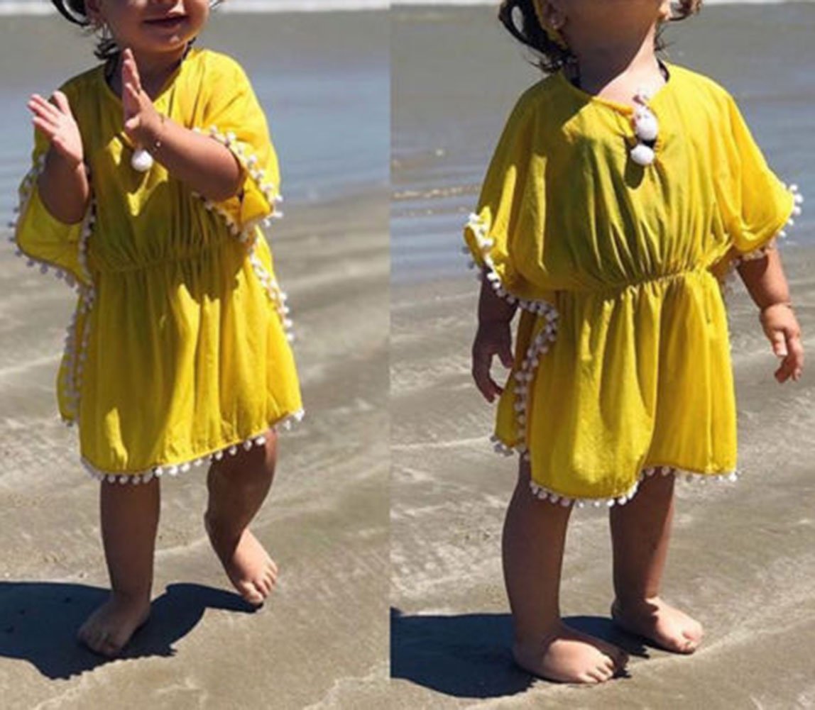 Douhoow Toddler Baby Girls Swim Cover-up Beach Sundress Summer Poncho Rash Guards