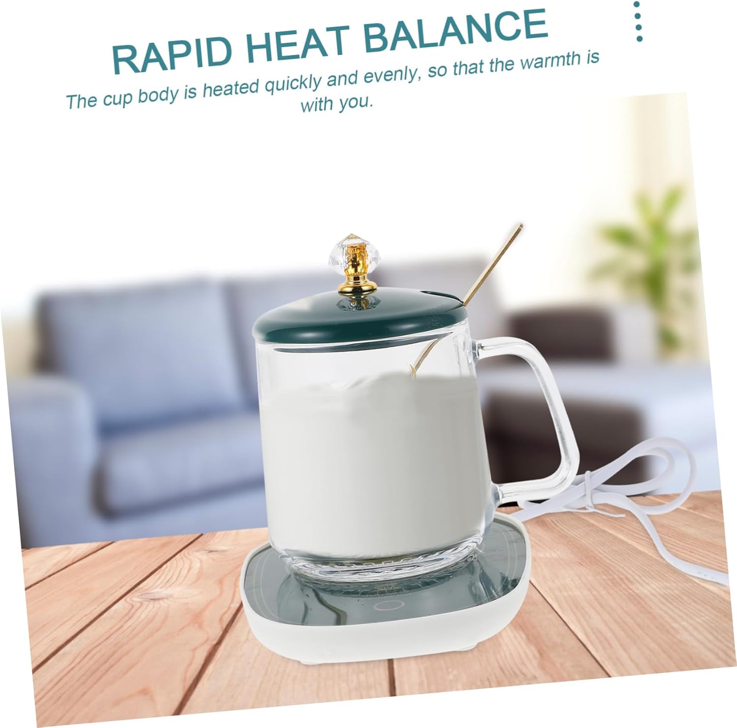 1Set Heating Coaster Insulation Cup Warmer with Cup Scoop for Coffee Tea Compact Design Material for Home Office Use Voltage Compatible
