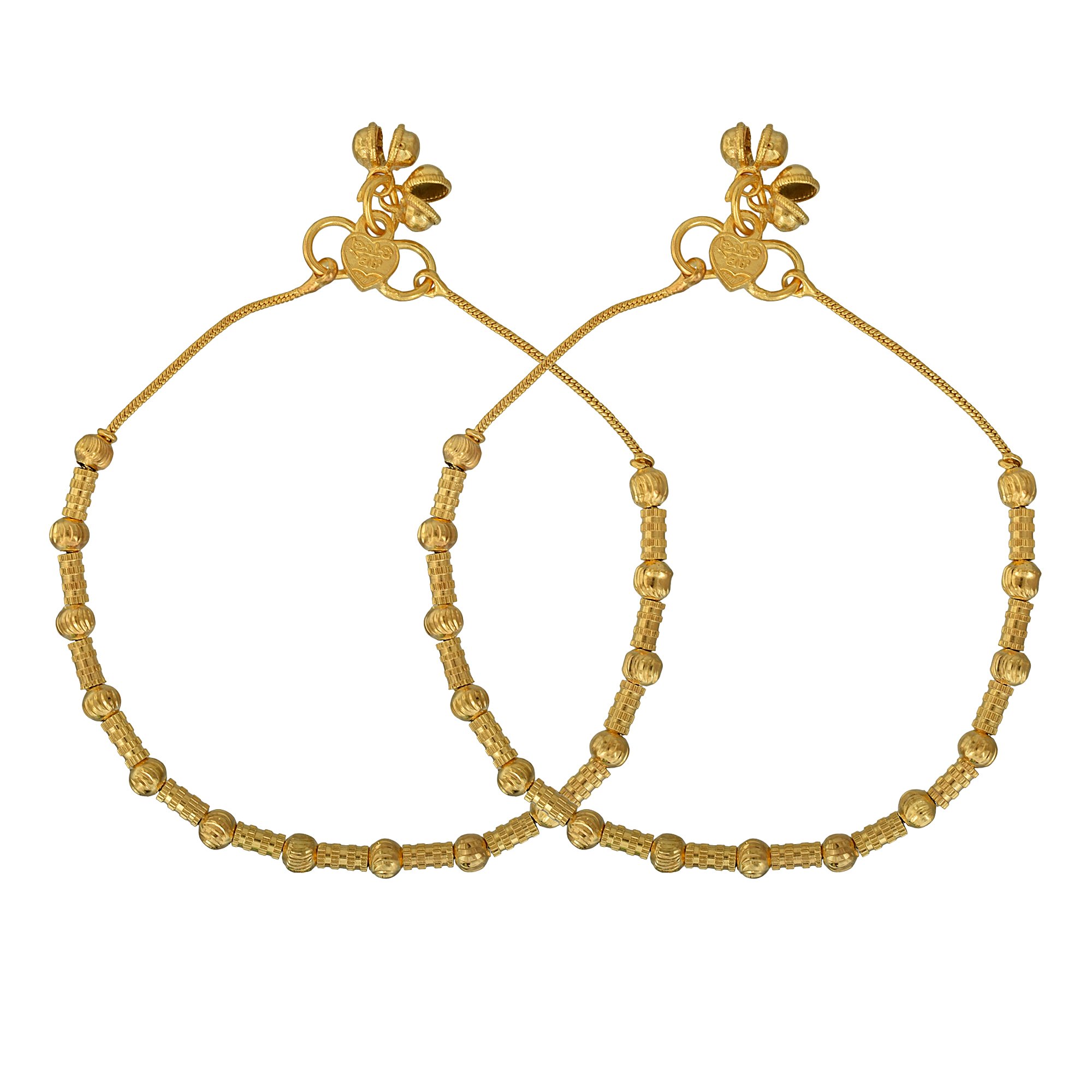 MISSMISTER CREATIONS: Brass Micron Gold Plated Brass Anklets for Women traditional Payal Pajeb Fashion Jewellery (MM6296AKRM)-image-0