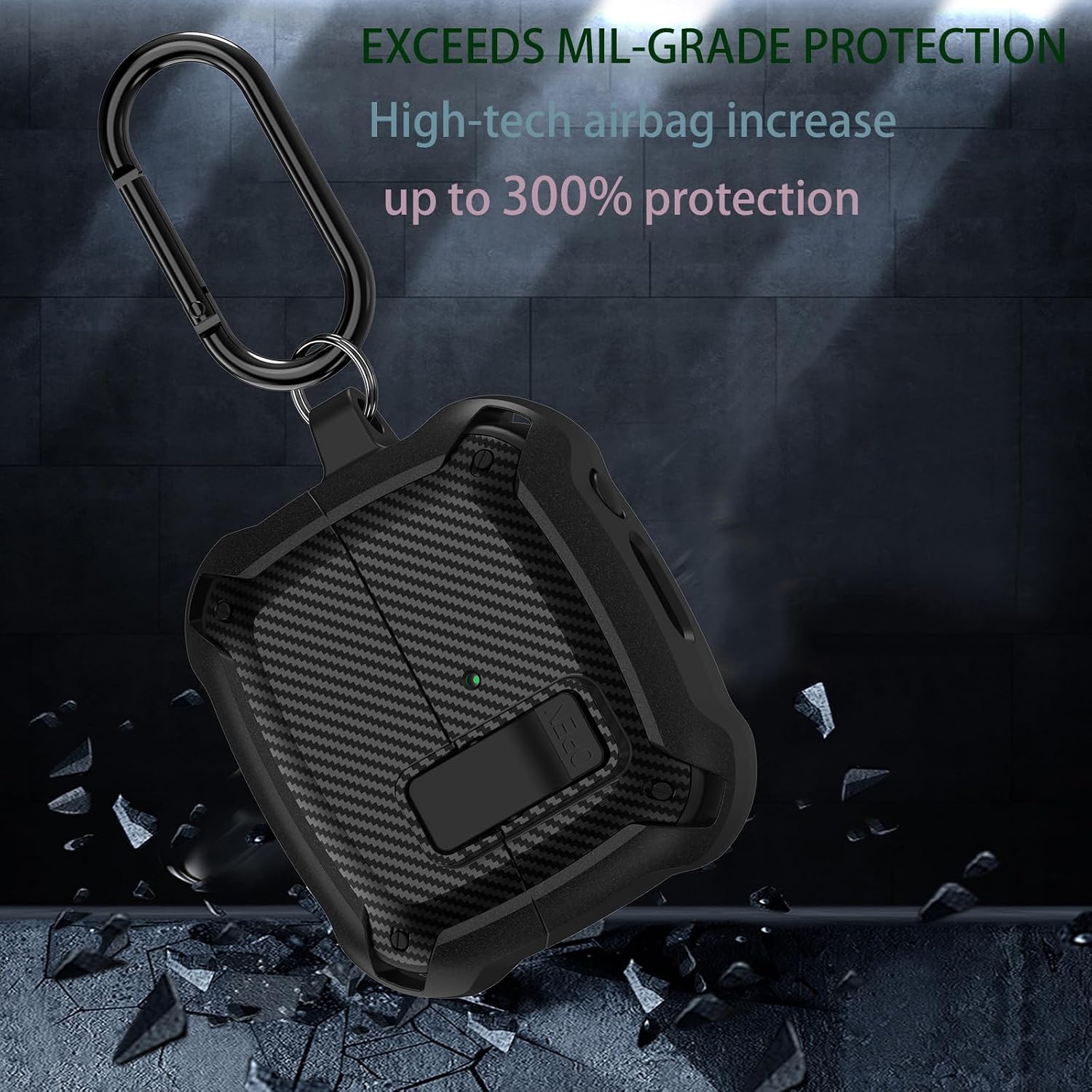 Compatible Samsung Galaxy Buds 3 Pro Case/Bud3 Cover Lock Clip for Men, Military Shell Galaxy Buds Pro 3/ Bud 3 Protective Armor Skin with with Cleaner Kit & Carabiner, Black image 2