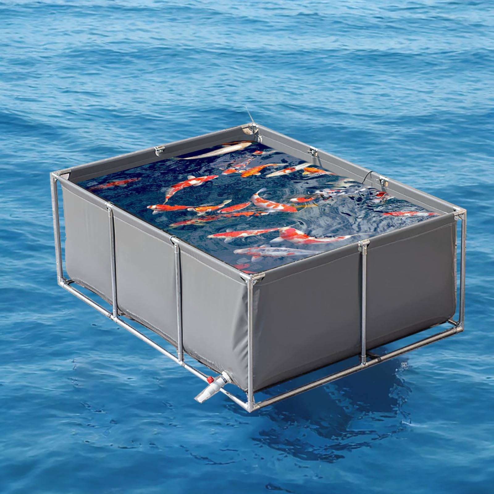 Bassin à poissons extérieur 1,5m avec support acier pour pisciculture