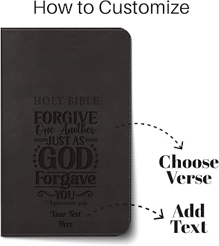 Personalized KJV Deluxe Gift Bible with Custom Engraved Text and Verse Design: Red Letter, Comfort Print, Leathersoft, Black