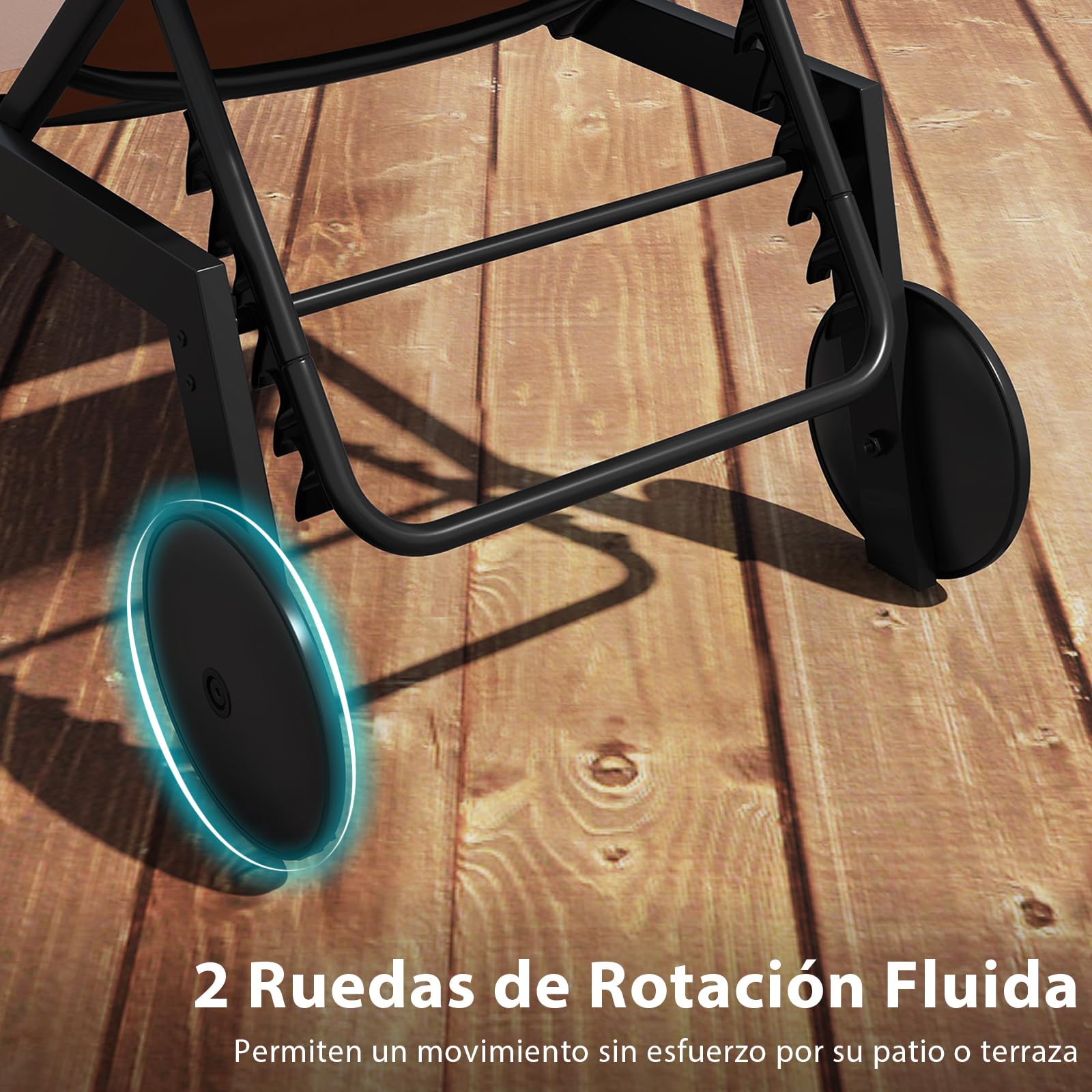 COSTWAY 1/2 Tumbonas Jardin Exterior con Ruedas, Tumbona Reclinable, Respaldo Ajustable en 6 Posiciones, Textilene, Espreguiçadeira Jardim Piscina Terraza Playa (café,2)