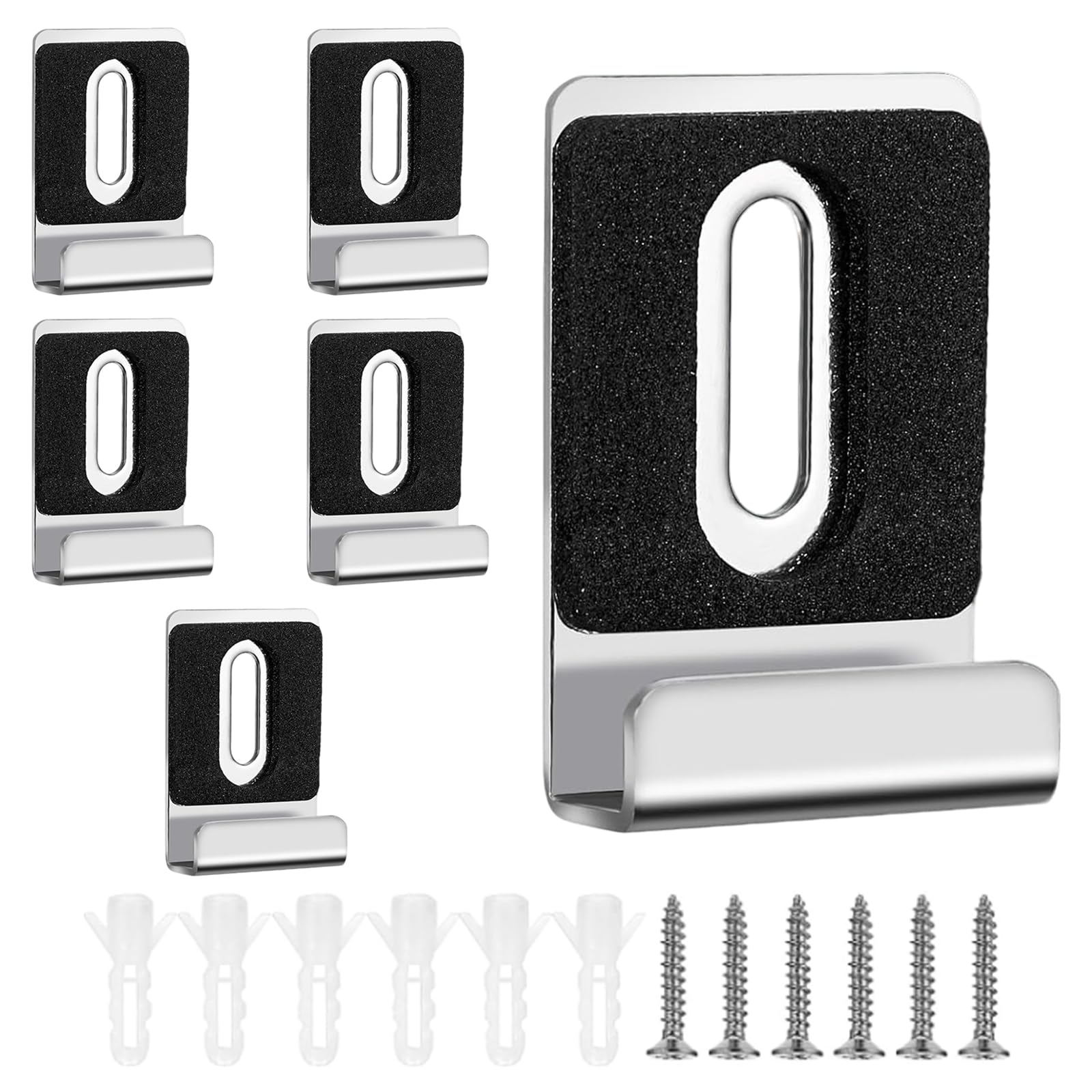 6 Pack Stainless Steel Mirror Clips Hanging Kit Wall Mount Brackets with Screws Heavy Duty Anti-Rust Fixings for Picture Frameless Mirrors in Bathroom & Kitchen Ceramic Tile