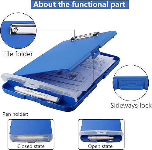 Miniatura 5 de Portapapeles A4 con clip A4, almacenamiento de carpeta A4, portapapeles de enfermería, caja de apertura lateral de plástico, impermeable, material
