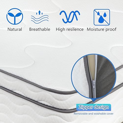 Miniatura 7 de BLKMTY Colchón tamaño individual de 10 pulgadas, colchón de resortes interiores con colchón de espuma de alta densidad, colchón de resortes