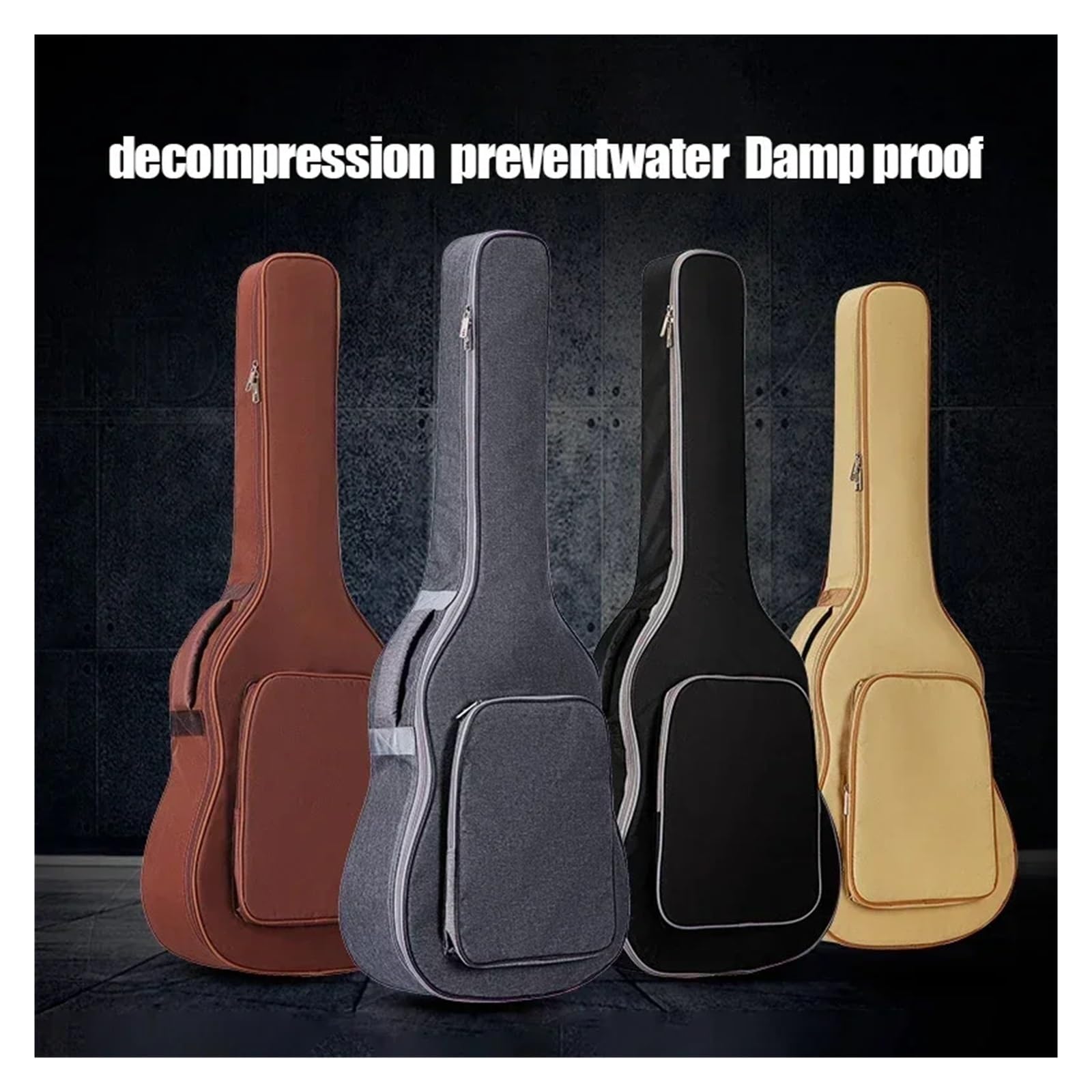 Funda Guitarra Bolsa for Guitarra, Mochila, Funda Protectora de Almacenamiento, Impermeable for acústica(Black)