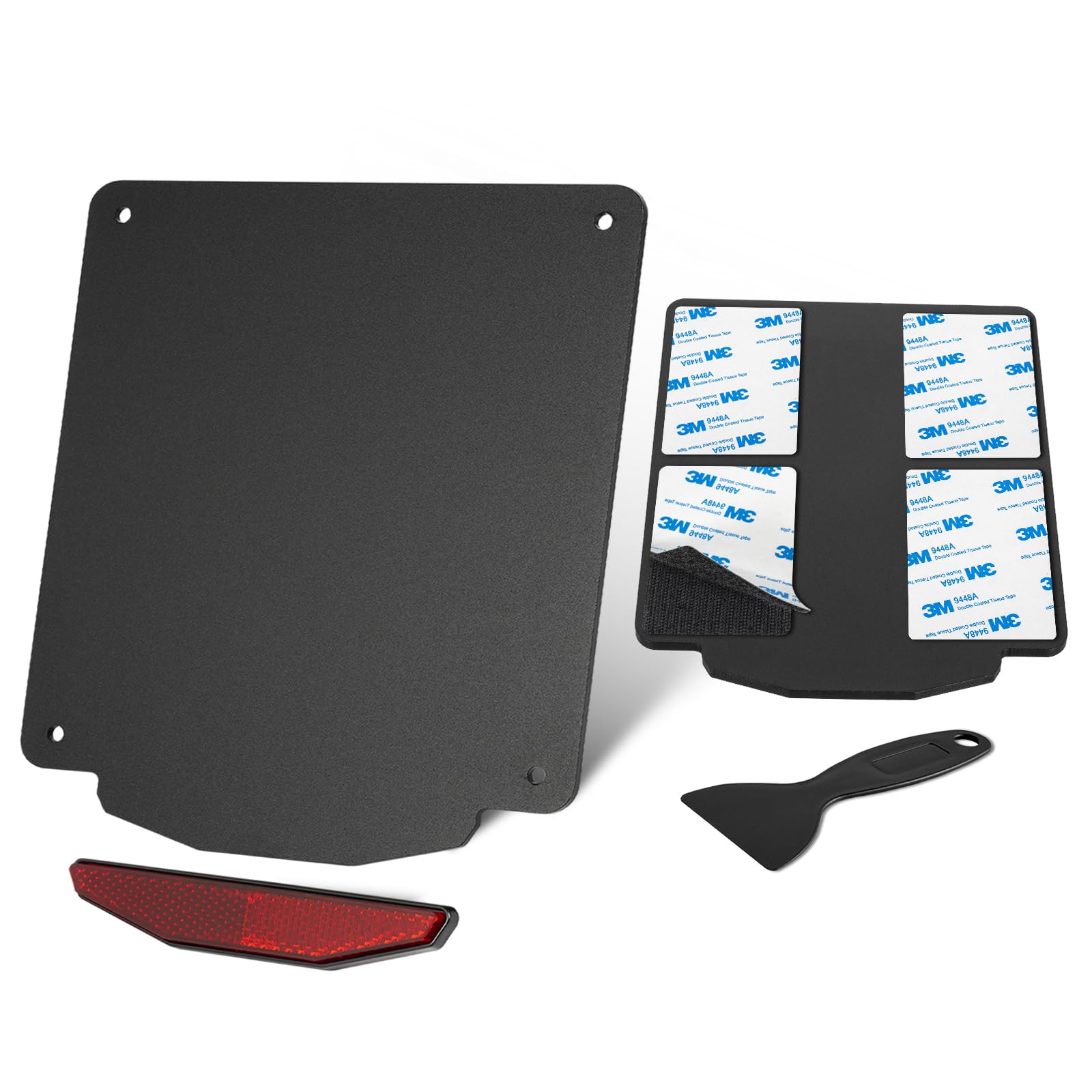 Evermotor Kennzeichenhalter Motorrad mit 125mm Reflektor, 180x200 mm Aluminium Rückstrahler Nummernschildhalter, Reflektor Motorcycle Platte für Motorrad, Scooter, ATV oder Roller