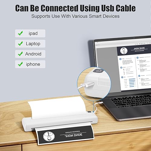 Miniatura 4 de Impresora de transferencia térmica Bluetooth, impresoras portátiles inalámbricas para viajes, impresora sin tinta, compatible con Android, teléfono