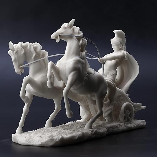 Miniatura 2 de Veronese Design Centurión romano de 10 1/4 pulgadas en dos caballos carro estatua de resina mármol acabado blanco