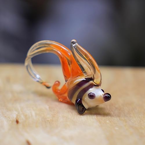 Miniatura 4 de 1 Orange Glass Fish Figurine Hand-Blown Murano-Style Miniature Collectible Fish Ornament for Dollhouse, Shelf & Desk