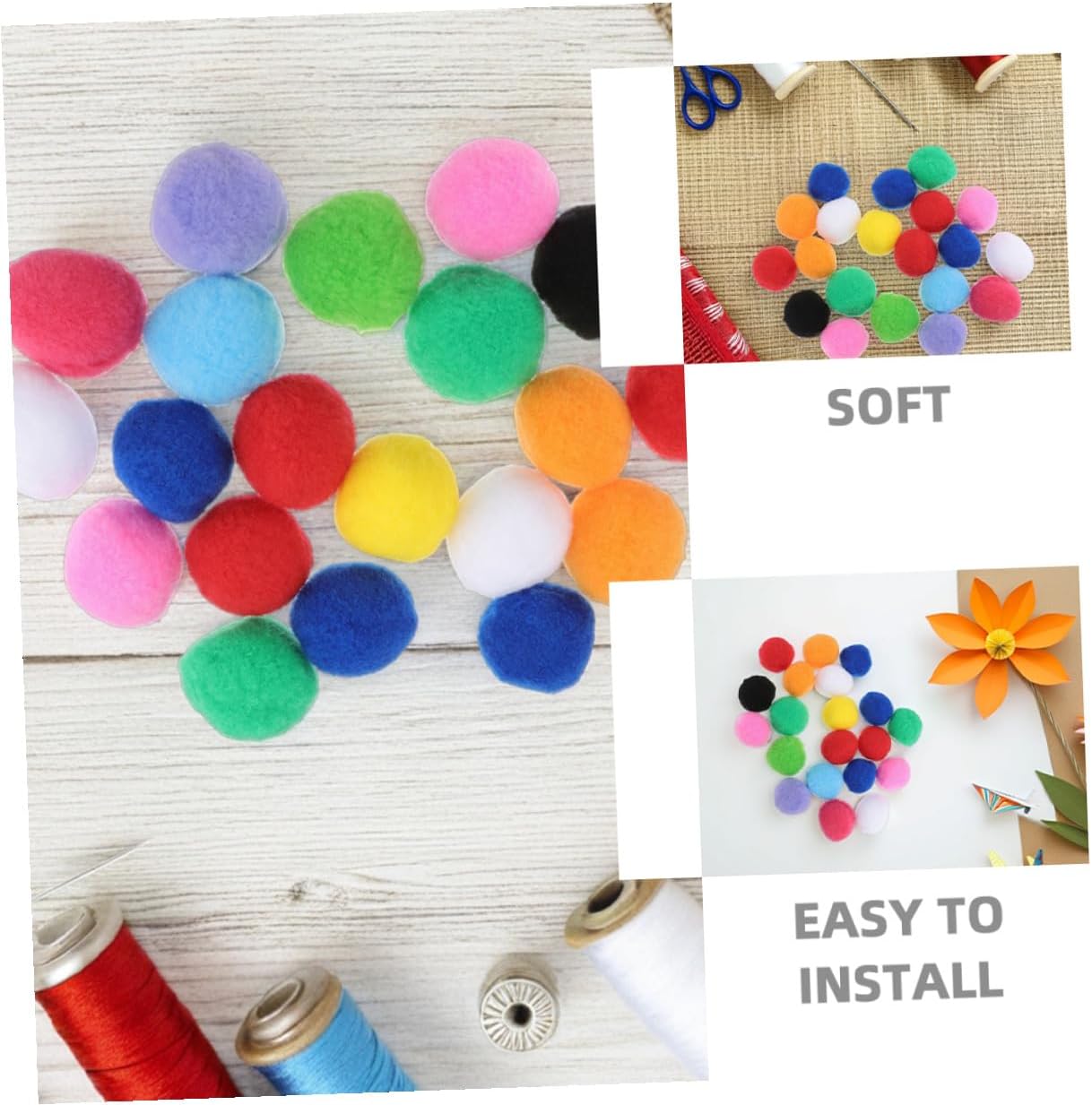 COOLHIYA 200pcs Small Craft Pom Poms Assorted Colors Pompoms for Holiday Party Christmas Decor and Adults DIY Arts and Crafts Supplies