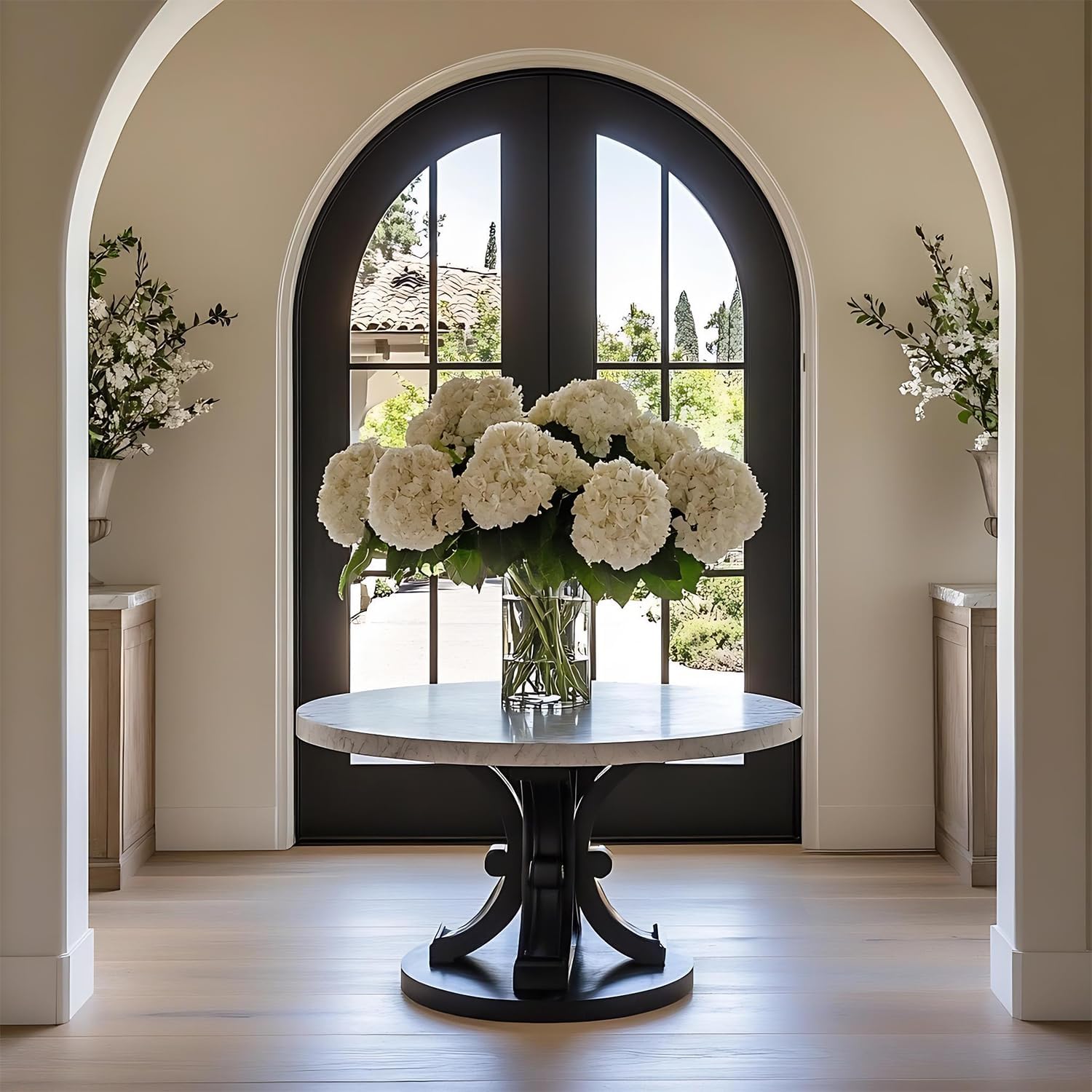 White Hydrangea Artificial Flowers 3pcs Lifelike Faux Hydrangea Real Touch Fake Flowers for Home Wedding Christmas Office Party Living Room Decoration,22inch - Image 6