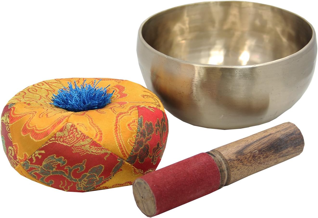 Handmade Hammered Zen 5 Inches Singing Bowl/Mallet/Silk Cushion Set