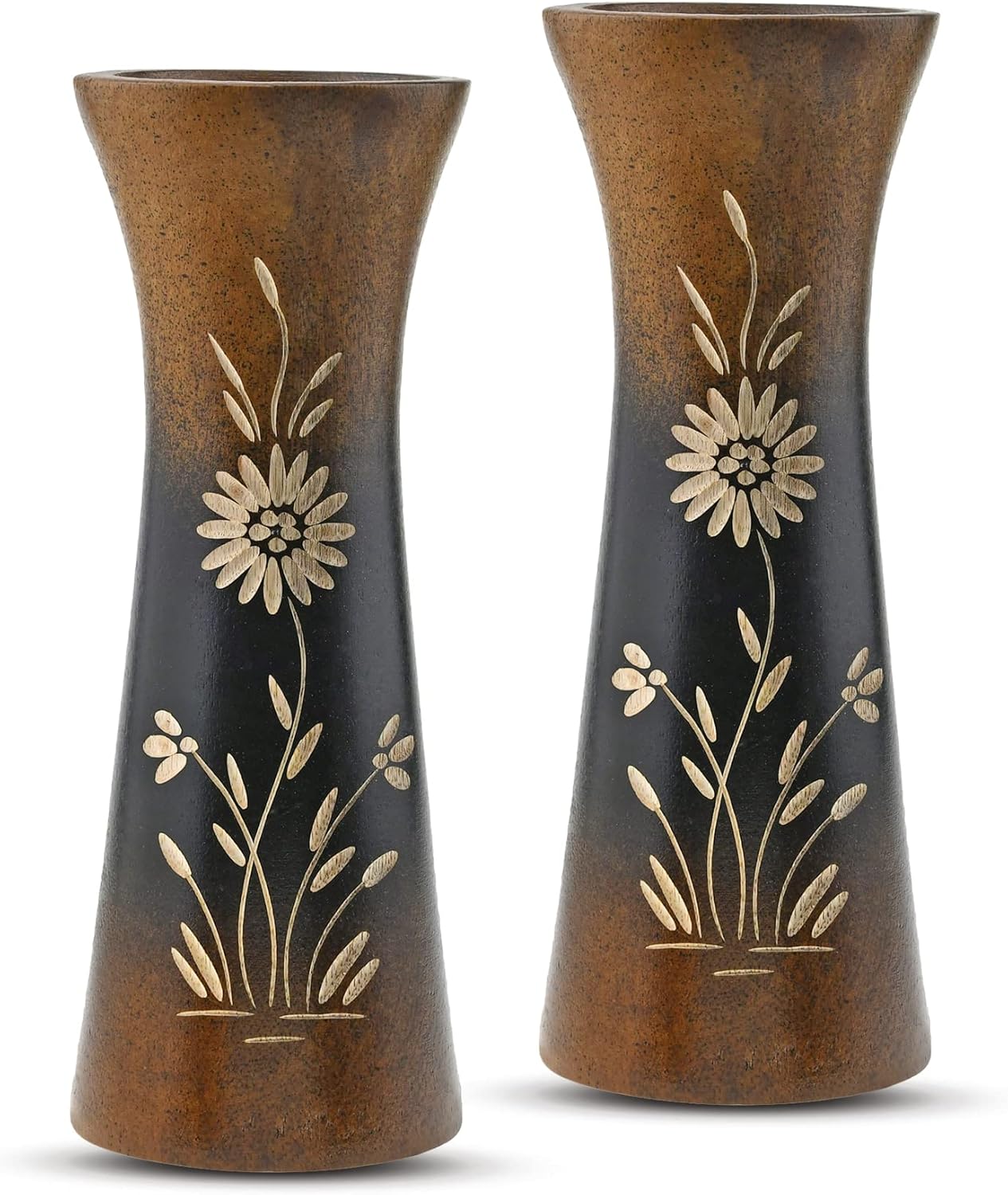 Aeravida Rich and Natural Flower Mango Tree Wood Flower Vase (2 PCS) | Modern Farmhouse Home Décor | Kitchen Bedroom Living Room Home Decoration