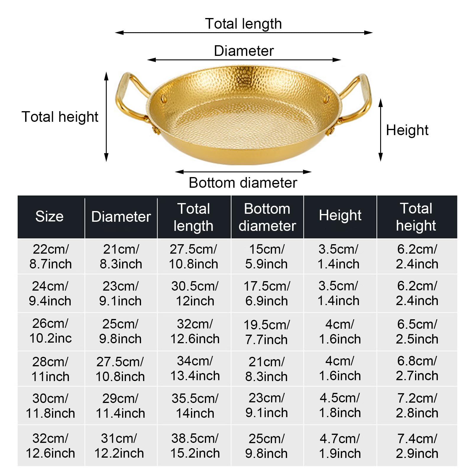 Premium 28 cm miedziana patelnia do paelli, nieprzywierający garnek do gotowania z dwoma uchwytami, stal 304, mały rondel z owocami morza, idealny do autentycznej kuchni hiszpańskiej