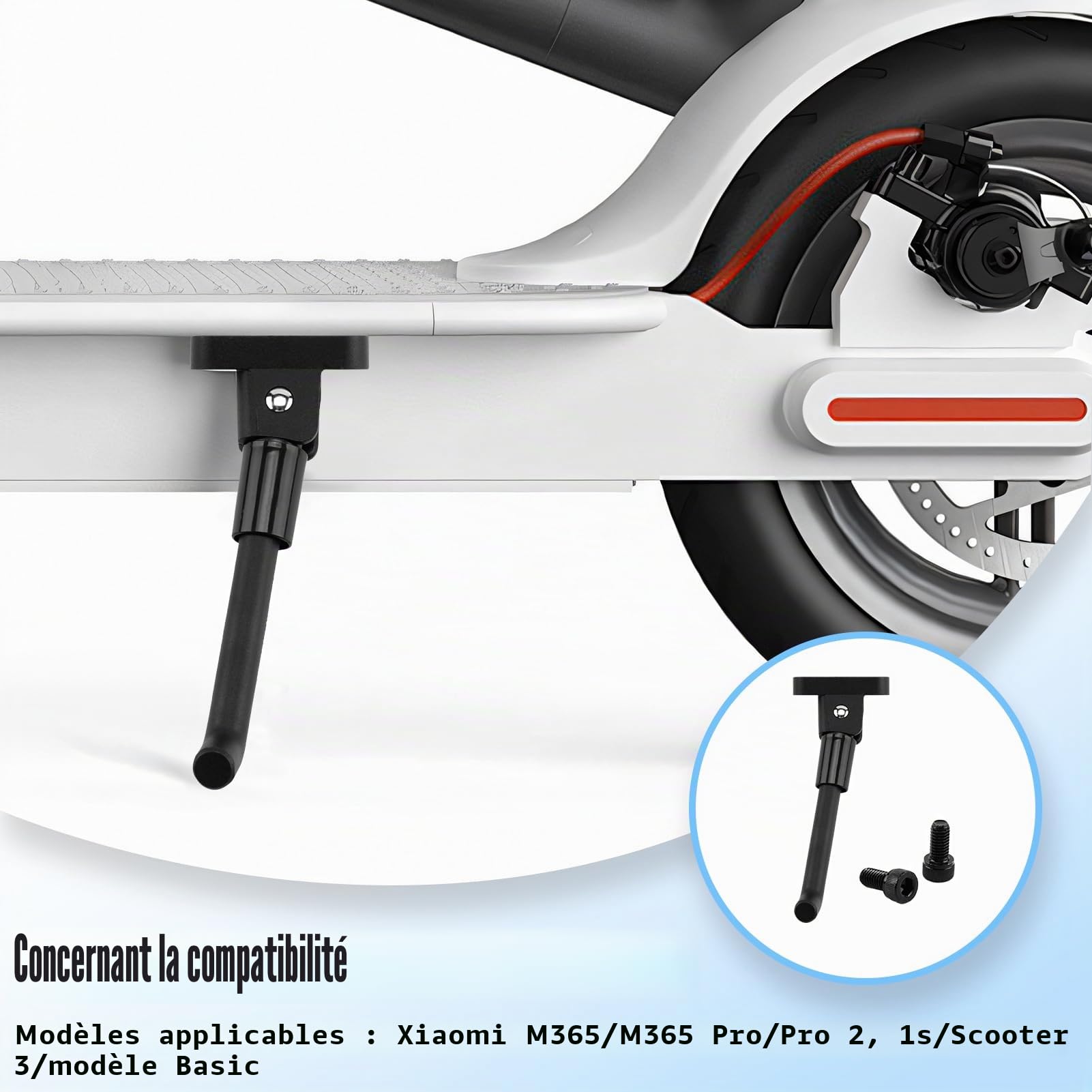 Support latéral pour trottinette électrique Xiaomi M365/Pro 2/1S/3 - Accessoire de rechange - Noir - 8,5"