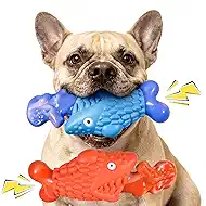 Kseroo Tough Dog Toys for Aggressive Chewers: 2 Pack Indestructible Dog Toys to Keep Them Busy, Tough Chew Toys for Large Dogs, Nylon & Rubber Dog Chew Bones, Squeaky Dog Toy for Large Breed