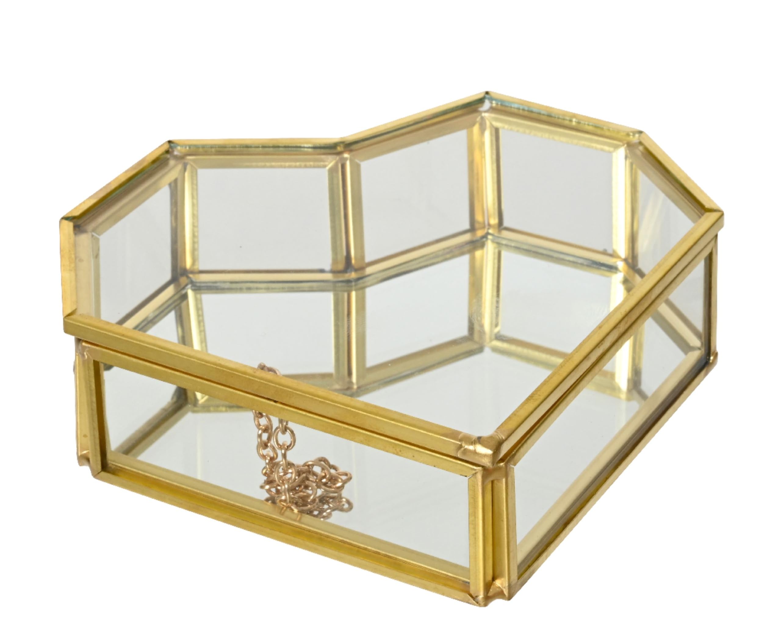 Boîte à bijoux cœur anti-poussière en verre pour ranger colliers emmêlés