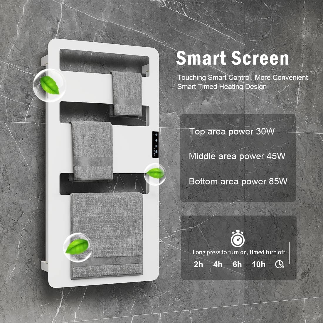 Towel Warmer with Timer for Bathroom, WiFi App Remote Control, Heated Towel Rack Wall Mounted, Electric Towel Warmers, Bath Towel Heater, Bath Towel Dryer, Hardwired or Plug-in - 35.4 x18 inch