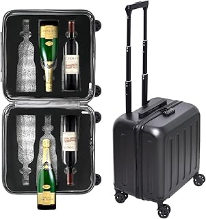 6-Bottle Wine Suitcase for Airplanes, TSA-Approved Carry-On Sized Wine Luggage, Durable Hard Shell with Shockproof Foam - Compact & Lightweight Travel Case for Secure Airline Travel
