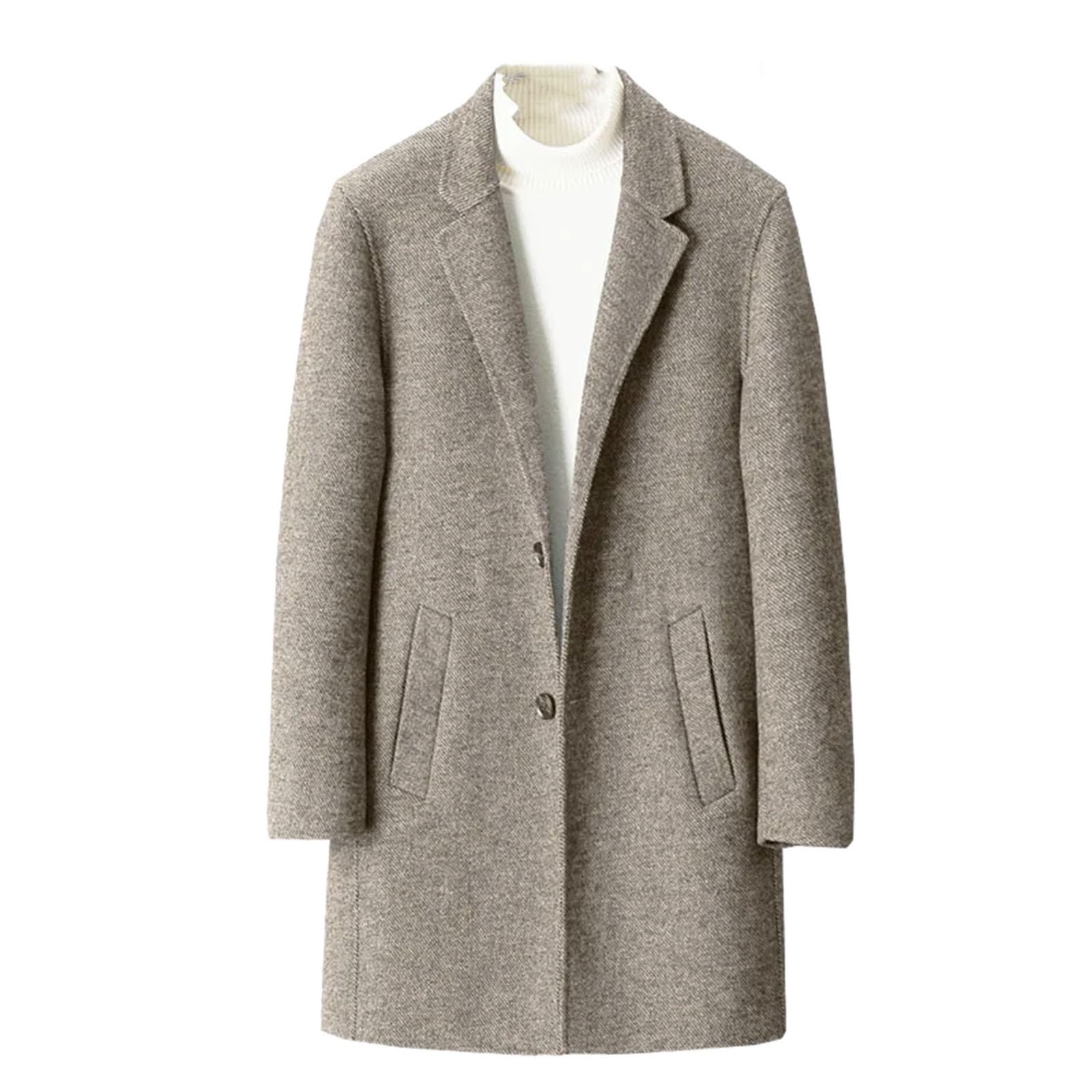 Cappotto da uomo in feltro felpato a doppia faccia di media lunghezza collare casual cappotto Business vestiti fuori